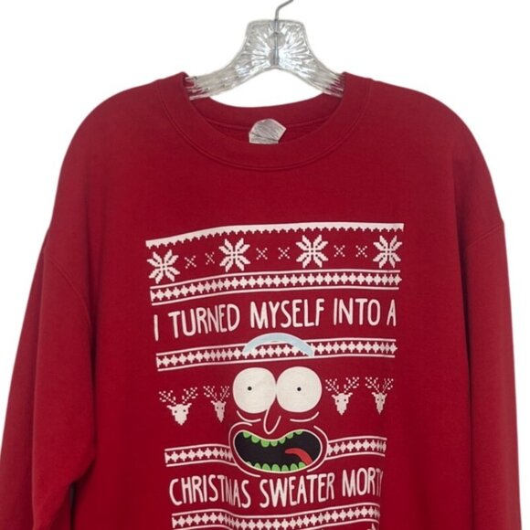 Rick & Morty Christmas Sweatshirt Mens Large Red - Picture 3 of 10